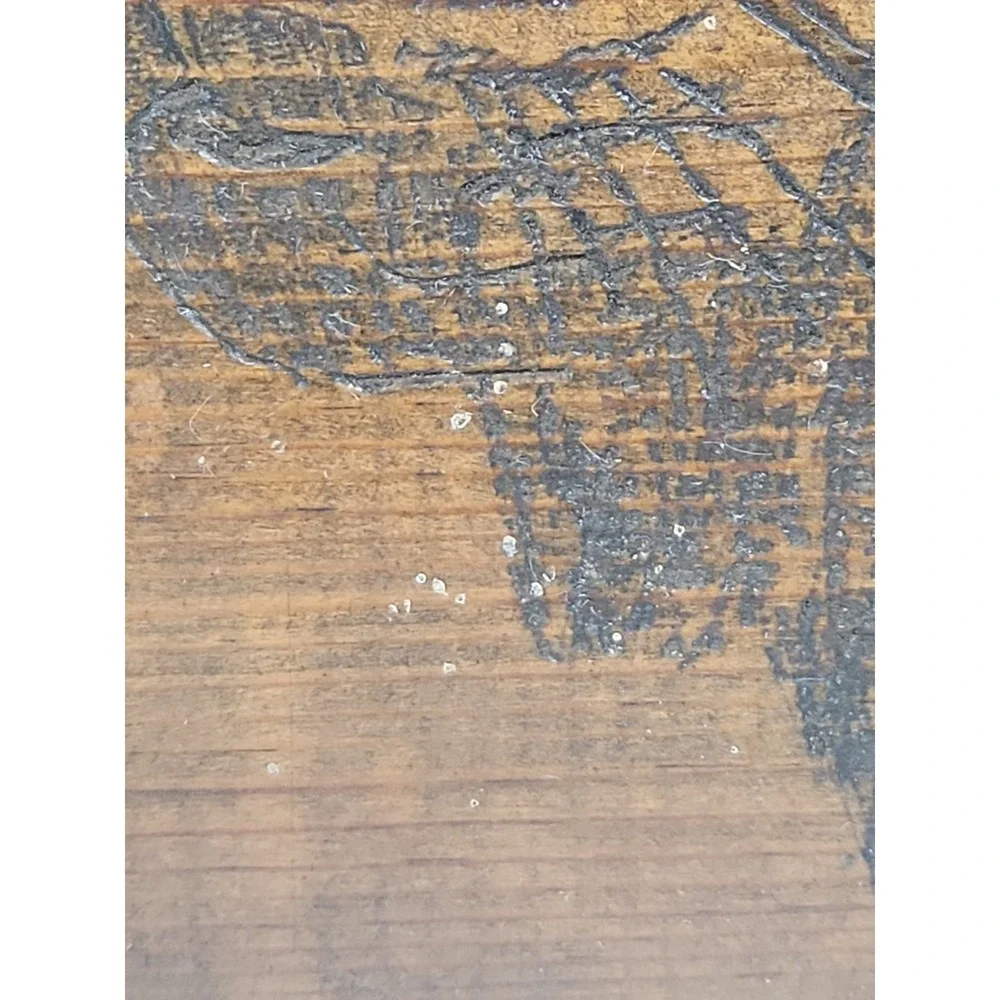 Signed Shane Davenport Bobcat Pyrography Wood Plaque‎ Tabletop Cabin Decor